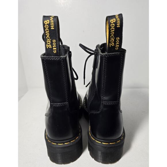 Dr. Martens Jadon Black Leather Boots Side Zip Platform Combat Mens 9/Womens 10 - Picture 8 of 10